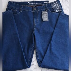 Natural Reflections Fleece Lined Jeans Relaxed Straight Leg Dark Wash Sz 16 New